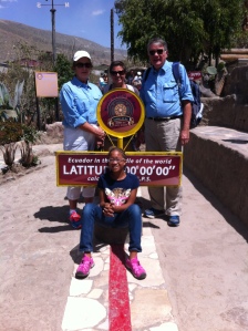 At the equator with Grammy, Mama Jen and Pop